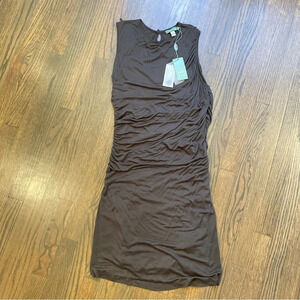 NWT Hoss Intropia rouched dress size M in Plomo Lead soft stretchy jersey knit